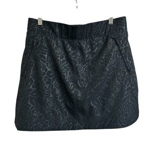 Orvis Women's Sz M Floral Embossed Pull-On Travel Skort Black Pockets Athletic